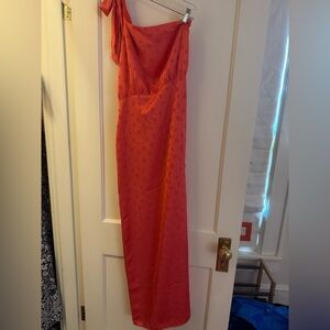 2021 Revolve x Privacy Please orange polka dot dress